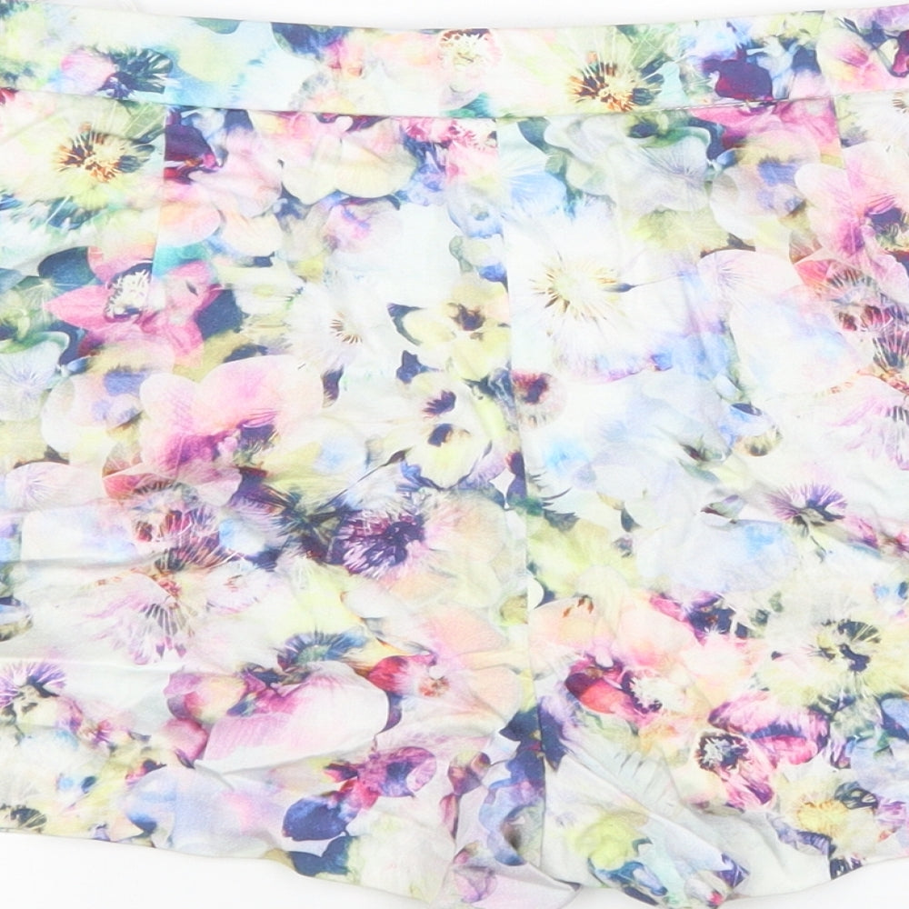 Forever New Womens Multicoloured Floral Cotton Hot Pants Shorts Size 10 L3 in Regular Button