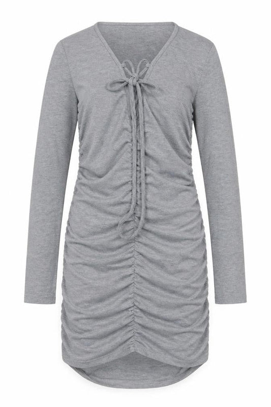 SheIn Womens Grey Polyester Bodycon Size L V-Neck Pullover