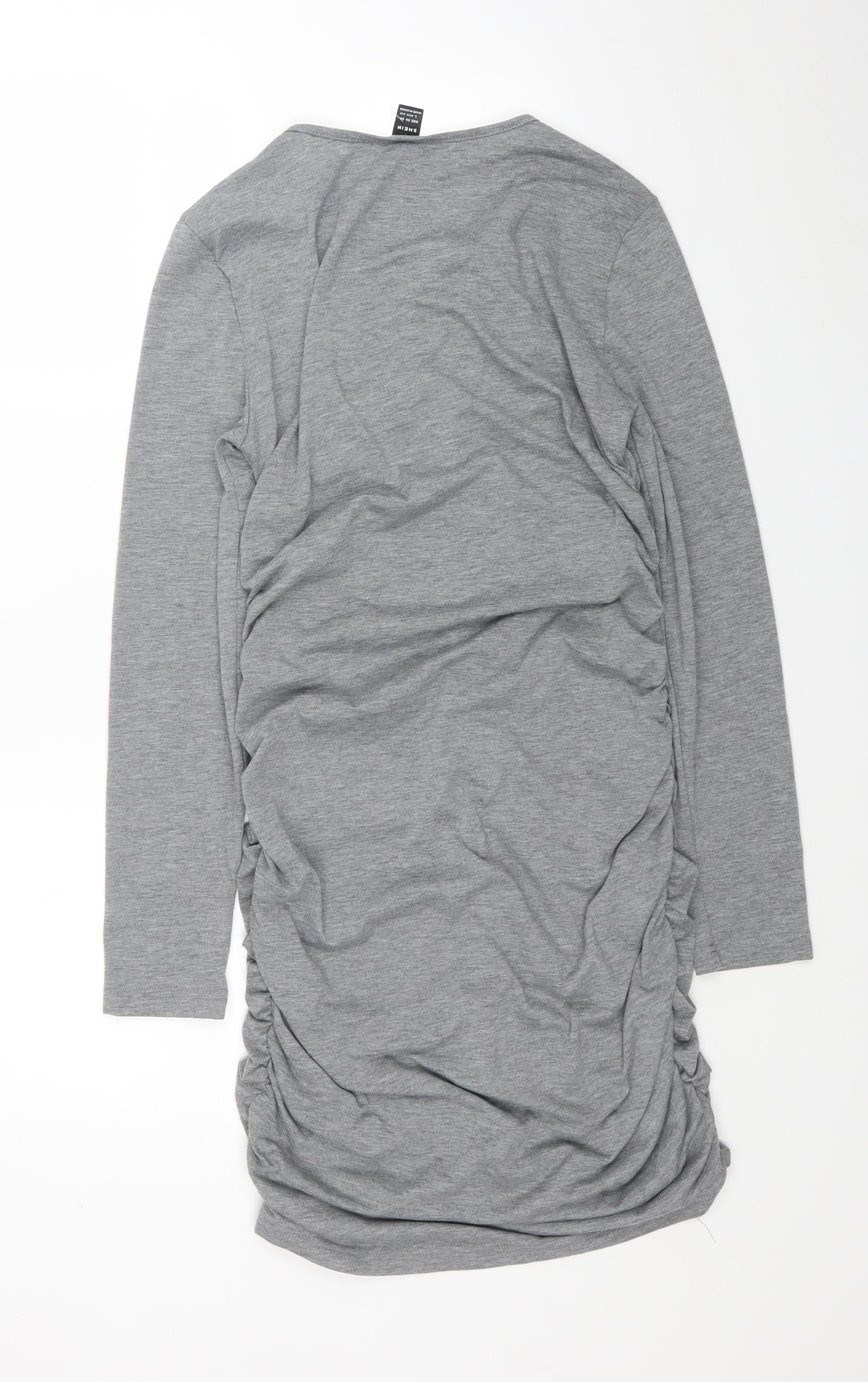 SheIn Womens Grey Polyester Bodycon Size L V-Neck Pullover