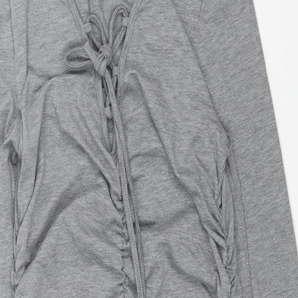 SheIn Womens Grey Polyester Bodycon Size L V-Neck Pullover