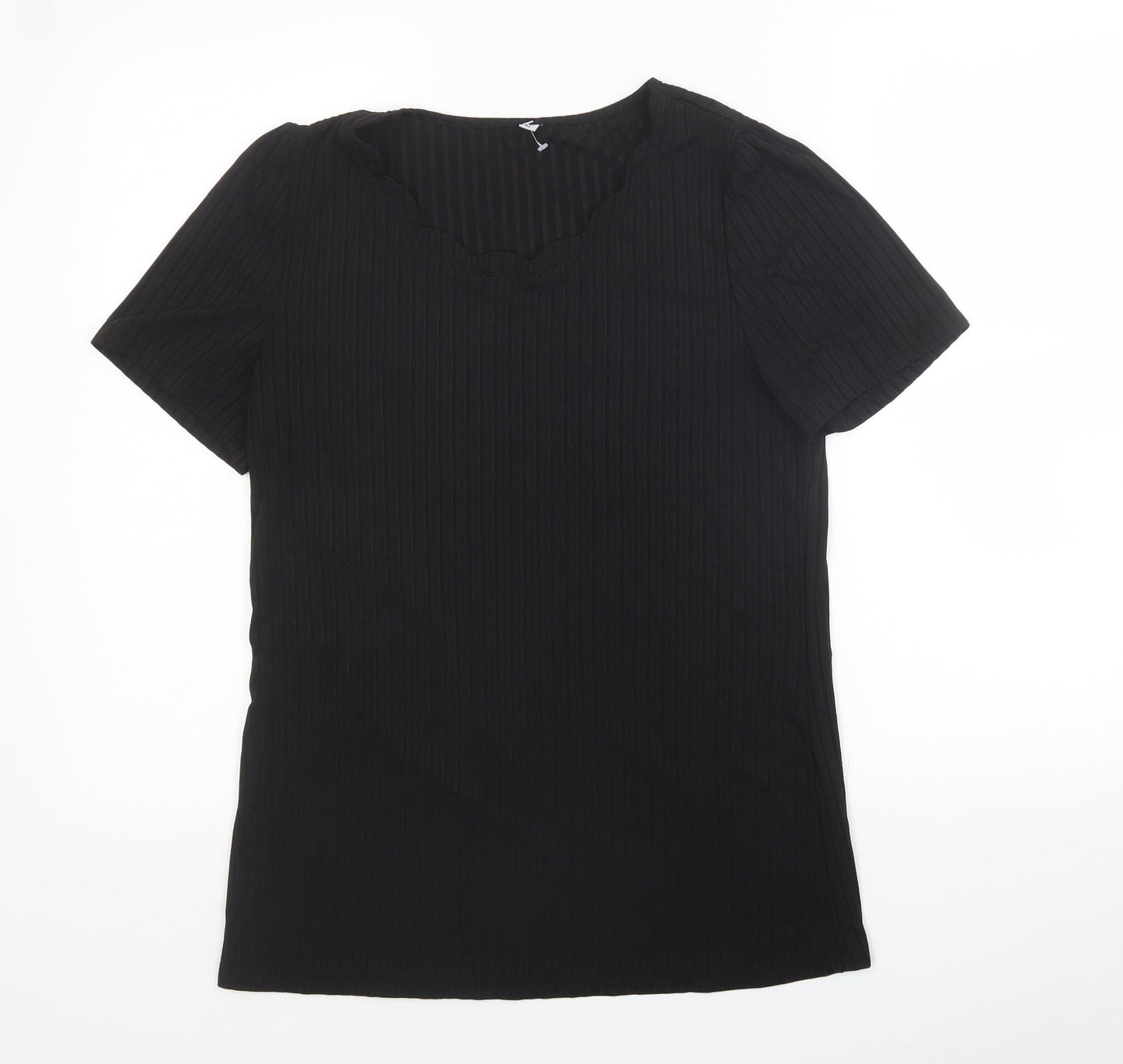 Womens UK Size M Preworn Black Basic T-Shirt