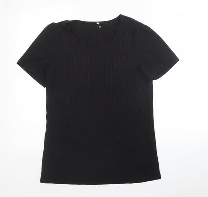 Womens UK Size M Preworn Black Basic T-Shirt