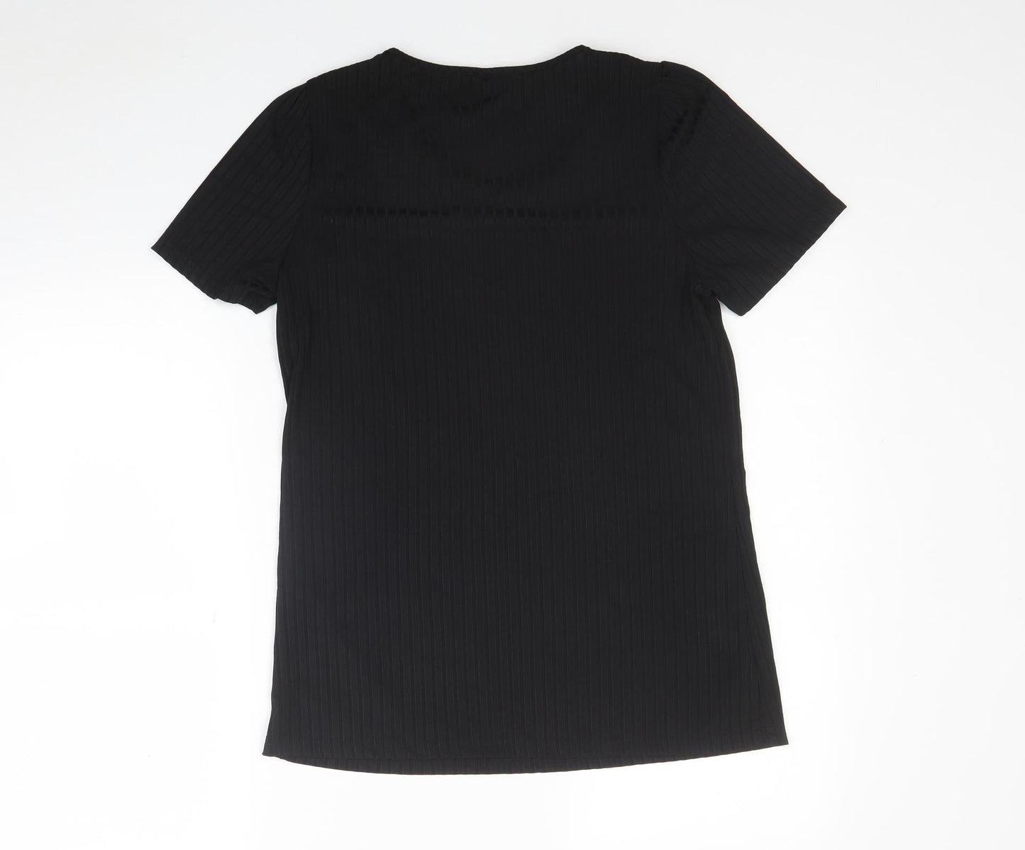 Womens UK Size M Preworn Black Basic T-Shirt