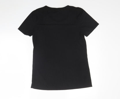 Womens UK Size M Preworn Black Basic T-Shirt