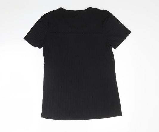 Womens UK Size M Preworn Black Basic T-Shirt