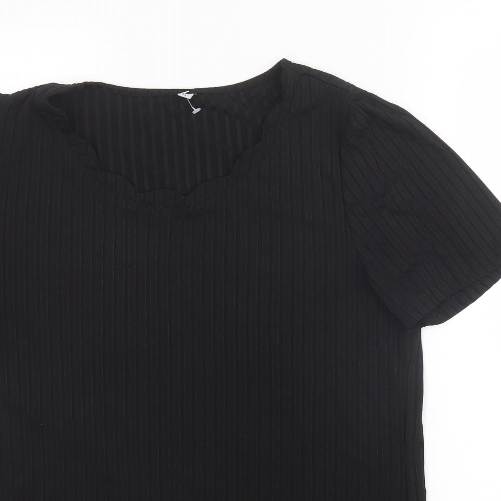Womens UK Size M Preworn Black Basic T-Shirt