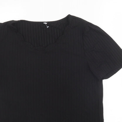Womens UK Size M Preworn Black Basic T-Shirt