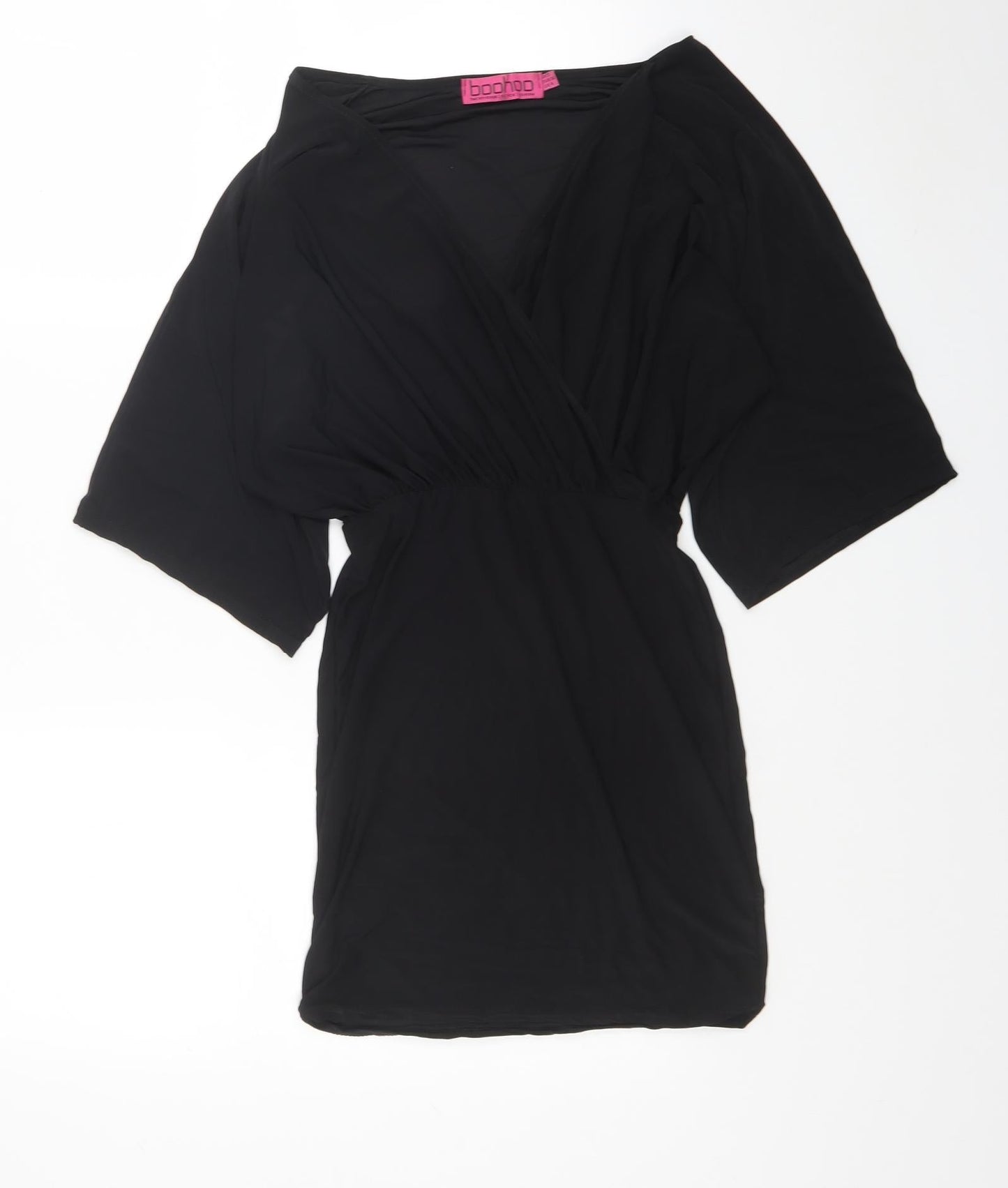 Boohoo Womens Black Polyester A-Line Size 8 V-Neck Pullover