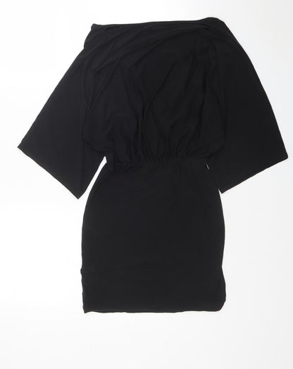 Boohoo Womens Black Polyester A-Line Size 8 V-Neck Pullover