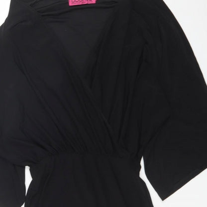 Boohoo Womens Black Polyester A-Line Size 8 V-Neck Pullover