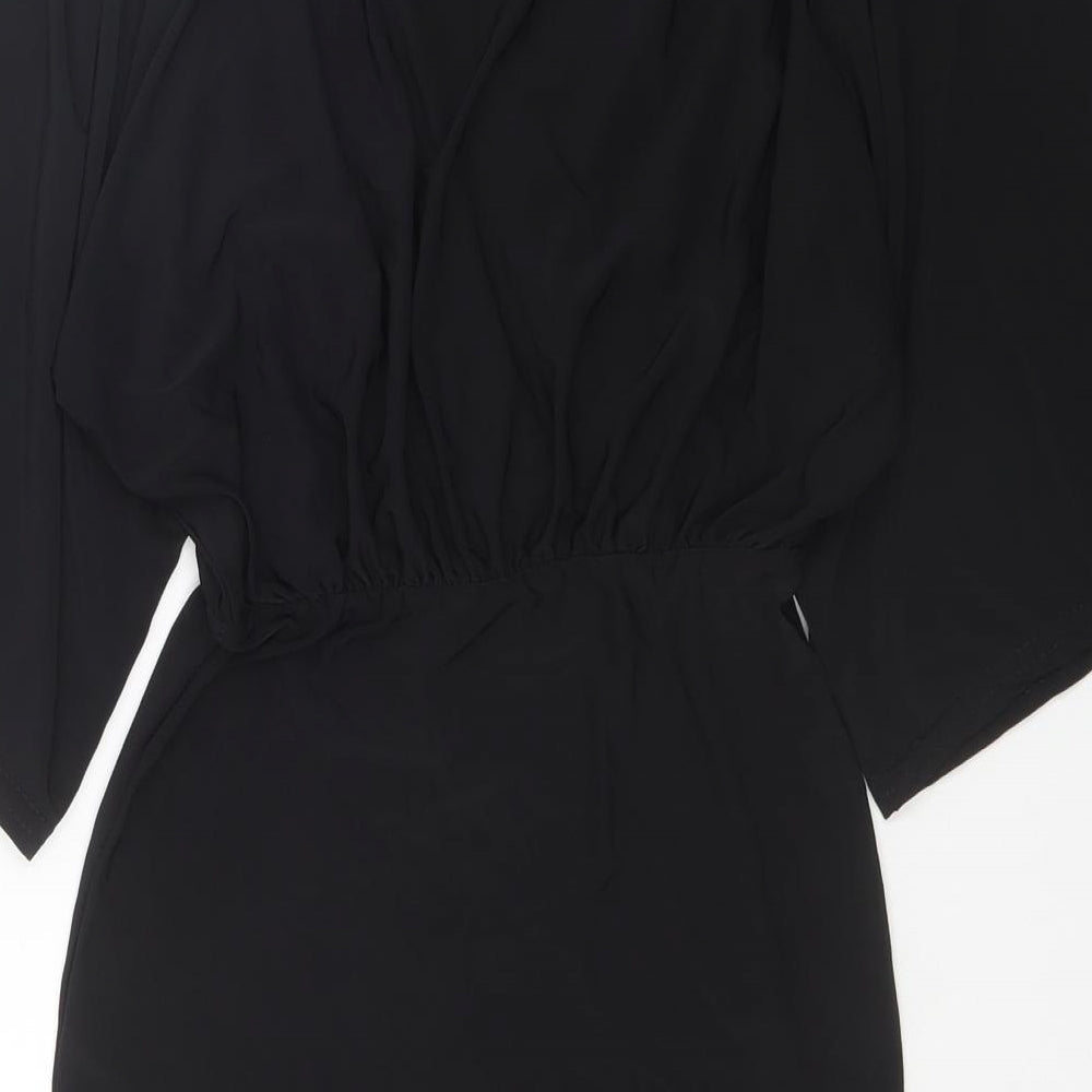 Boohoo Womens Black Polyester A-Line Size 8 V-Neck Pullover