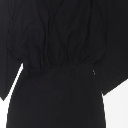 Boohoo Womens Black Polyester A-Line Size 8 V-Neck Pullover