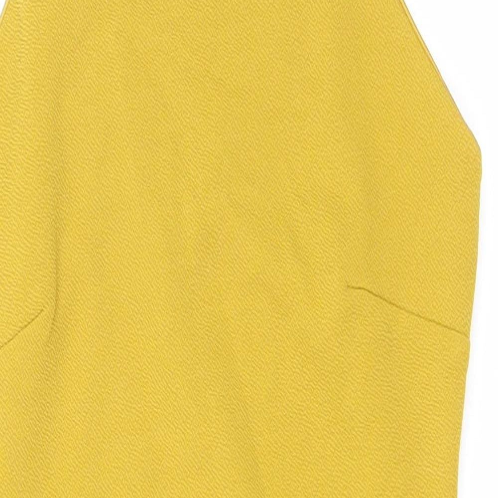 Missguided Womens Yellow Polyester Tank Dress Size 6 Scoop Neck Pullover