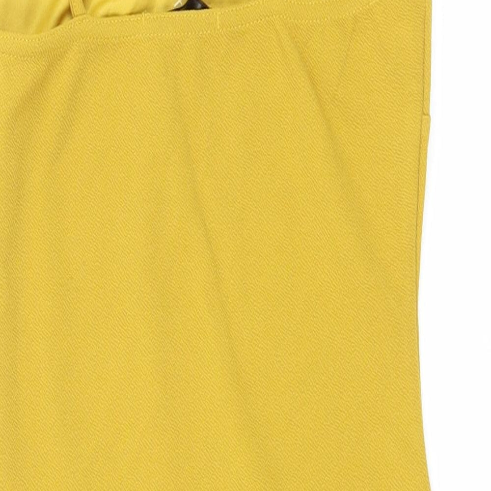 Missguided Womens Yellow Polyester Tank Dress Size 6 Scoop Neck Pullover