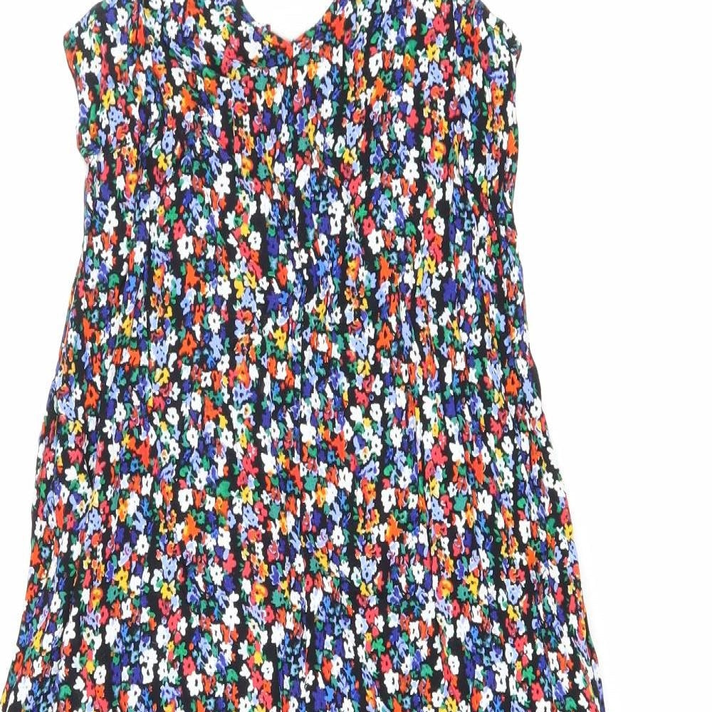 Gap Womens Multicoloured Floral Viscose Trapeze & Swing Size XS V-Neck Pullover