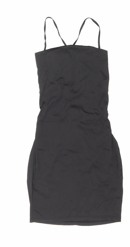 NaaNaa Womens Black Polyester Tank Dress Size 8 Square Neck Zip - Lace up back