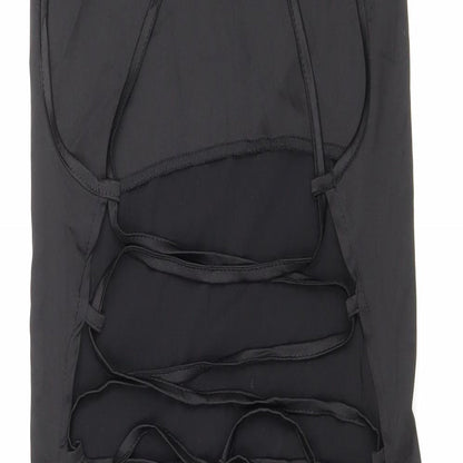 NaaNaa Womens Black Polyester Tank Dress Size 8 Square Neck Zip - Lace up back