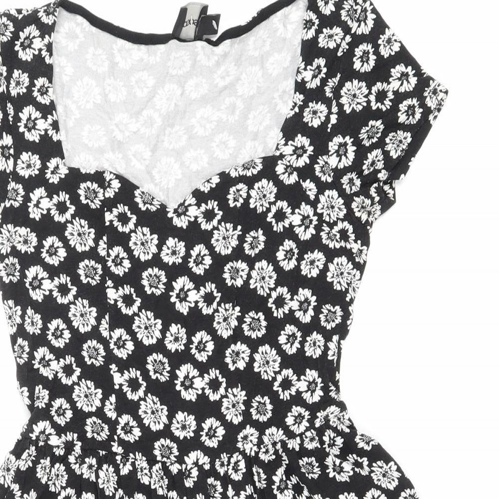 ASOS Womens Black Floral Viscose Playsuit One-Piece Size 8 Pullover