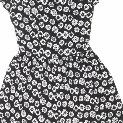 ASOS Womens Black Floral Viscose Playsuit One-Piece Size 8 Pullover