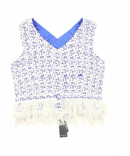 Womens UK Size M Drole de Copine Blue Cropped Blouse