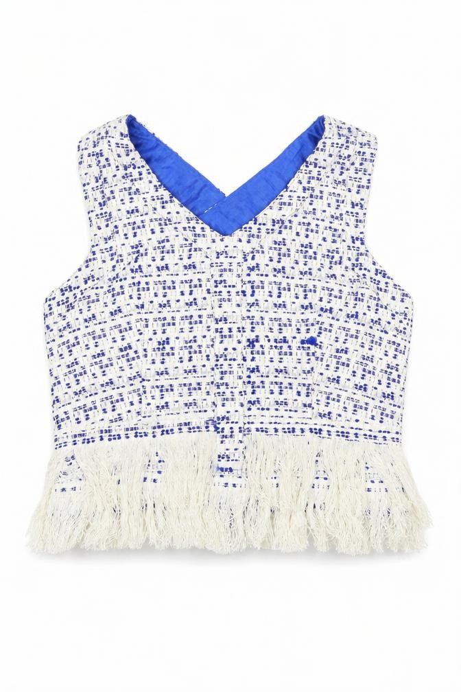 Womens UK Size M Drole de Copine Blue Cropped Blouse