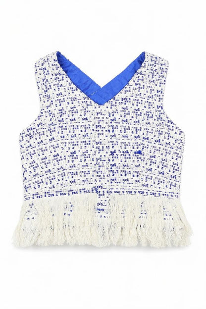 Womens UK Size M Drole de Copine Blue Cropped Blouse
