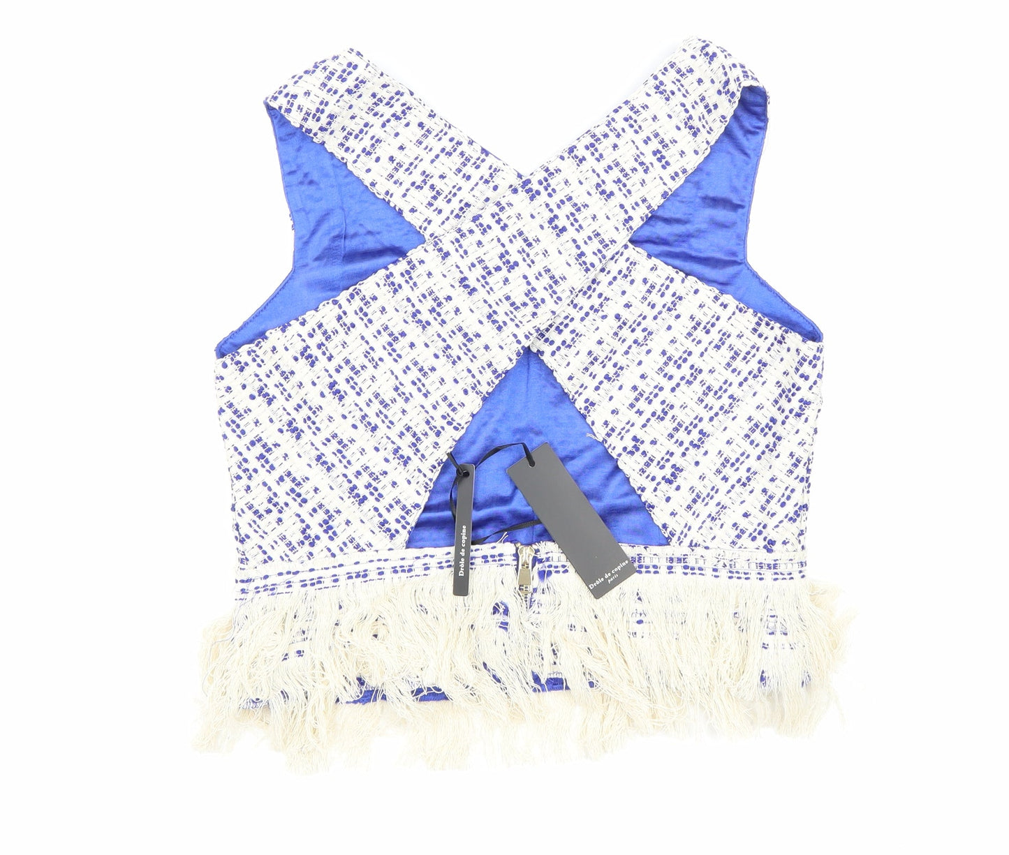 Womens UK Size M Drole de Copine Blue Cropped Blouse