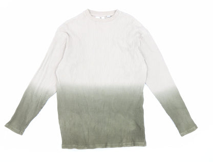 Collision Mens Green Round Neck Cotton Pullover Jumper Size XS - Ombre