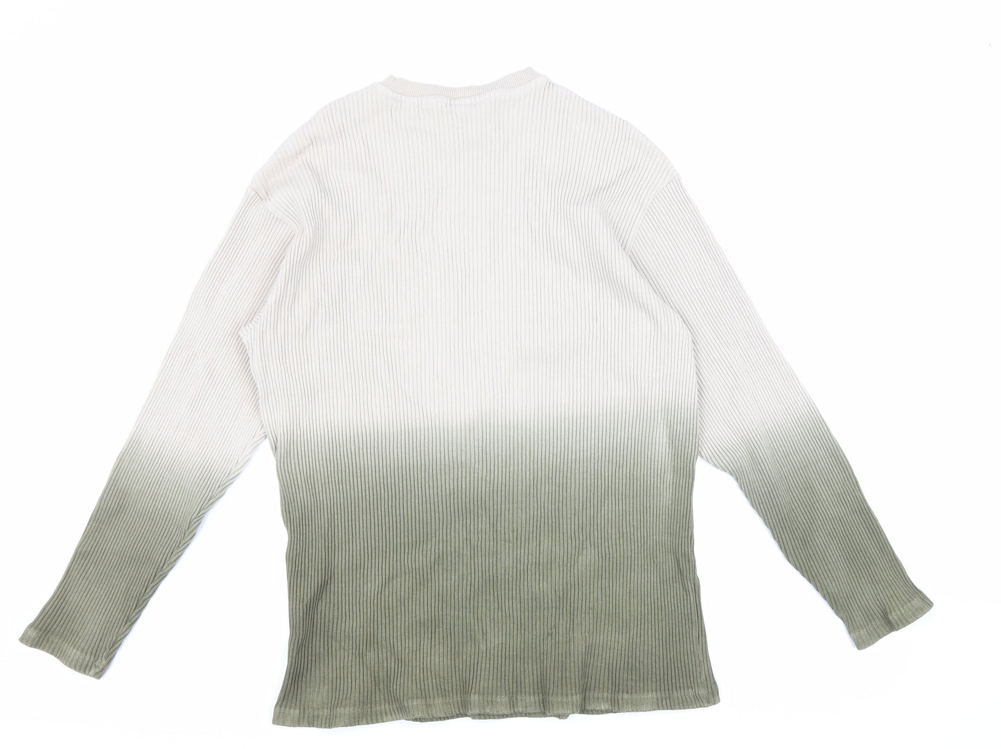 Collision Mens Green Round Neck Cotton Pullover Jumper Size XS - Ombre