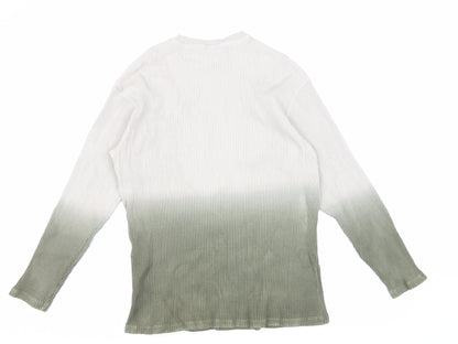Collision Mens Green Round Neck Cotton Pullover Jumper Size XS - Ombre