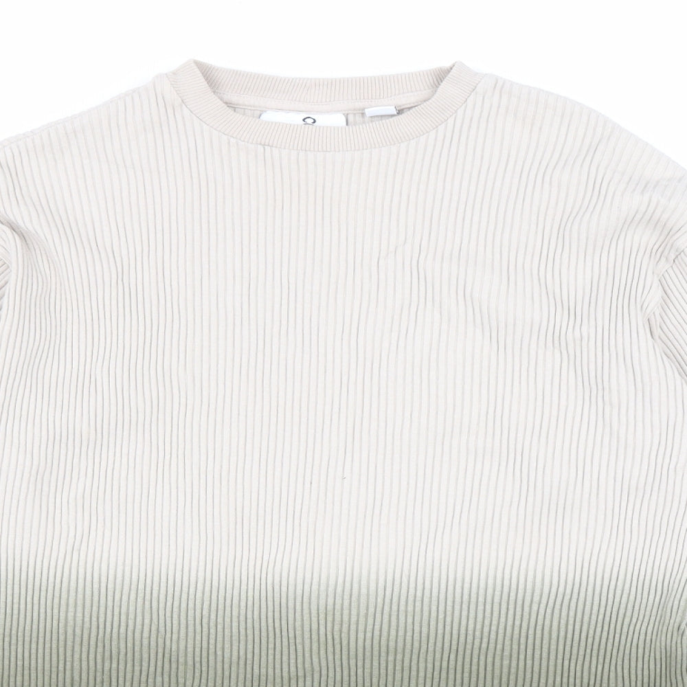 Collision Mens Green Round Neck Cotton Pullover Jumper Size XS - Ombre