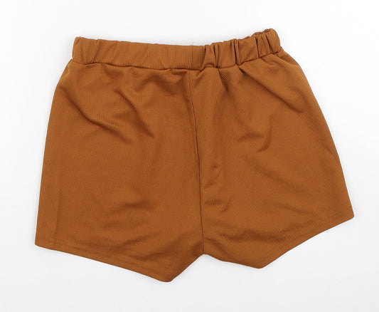 SheIn Womens Brown Polyester Hot Pants Shorts Size M L3 in Regular Tie