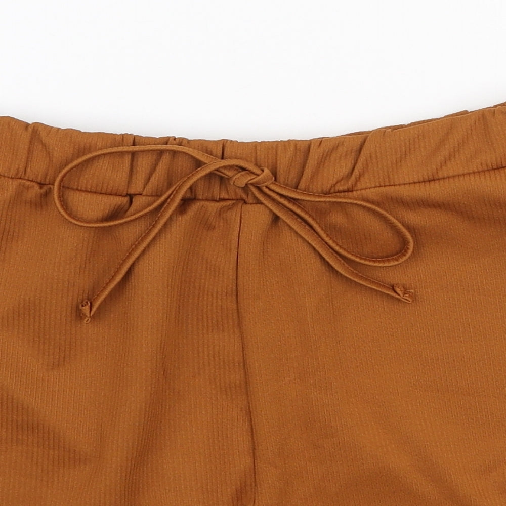 SheIn Womens Brown Polyester Hot Pants Shorts Size M L3 in Regular Tie