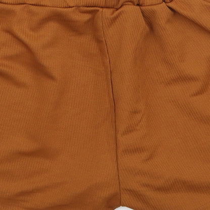 SheIn Womens Brown Polyester Hot Pants Shorts Size M L3 in Regular Tie