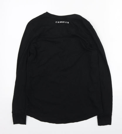IIWII Mens Black Cotton T-Shirt Size S Round Neck - It is what it is
