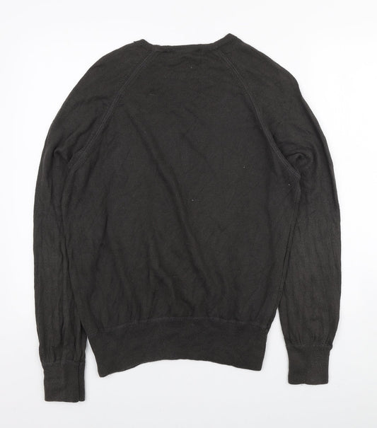 Topman Mens Green Round Neck Cotton Pullover Jumper Size M