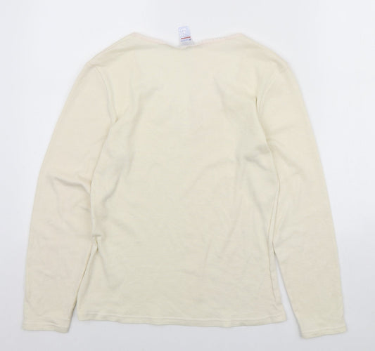 Damart Womens Yellow V-Neck Polyester Pullover Jumper Size M - Lace Neckline