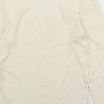 Damart Womens Yellow V-Neck Polyester Pullover Jumper Size M - Lace Neckline