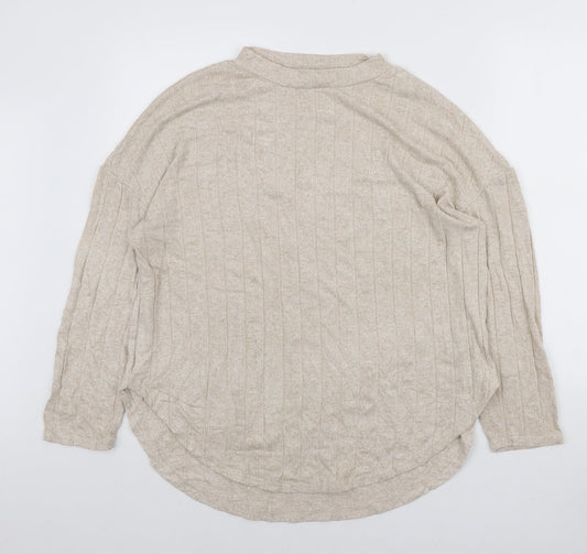 Primark Womens Beige Round Neck Viscose Pullover Jumper Size M