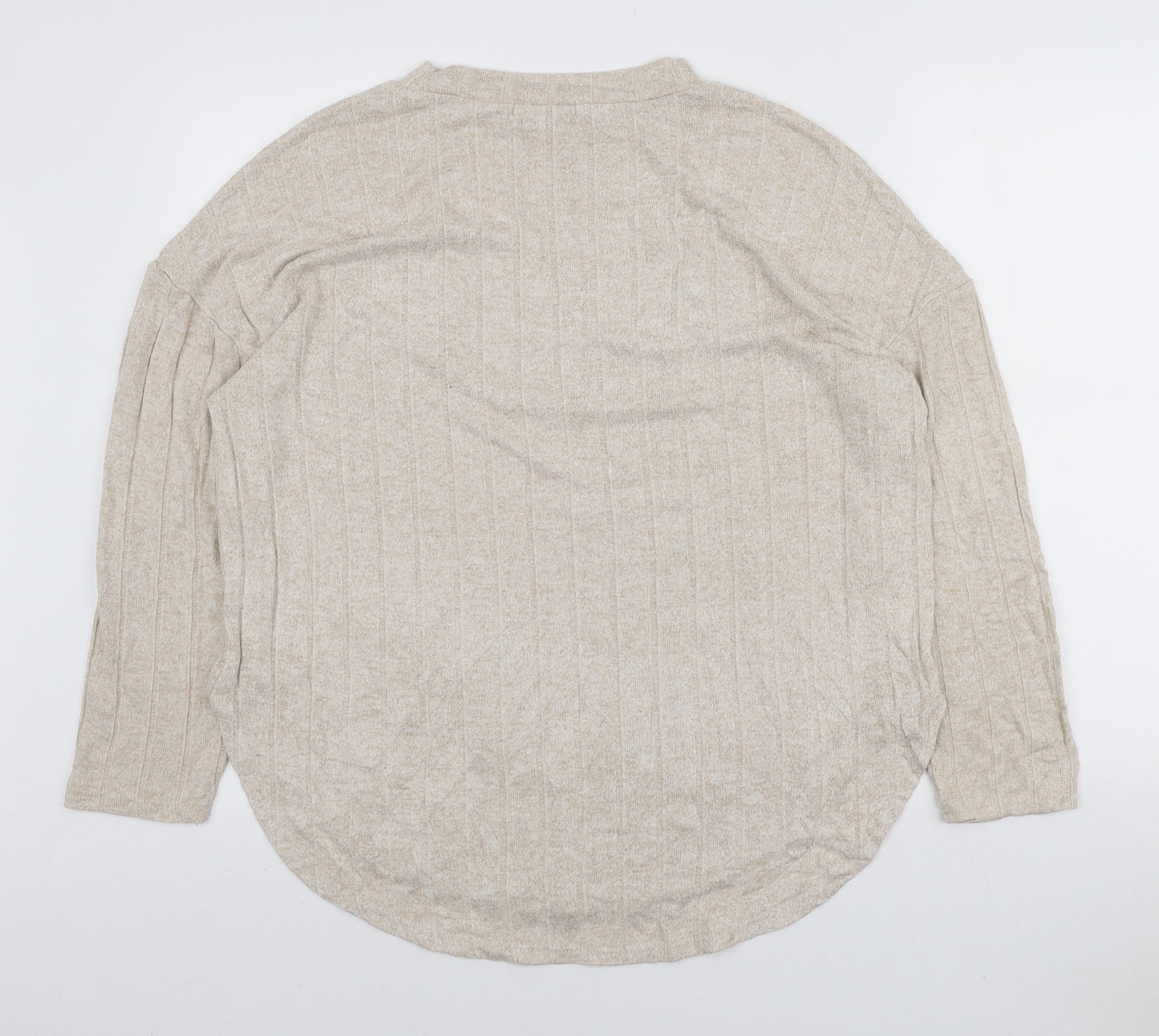 Primark Womens Beige Round Neck Viscose Pullover Jumper Size M
