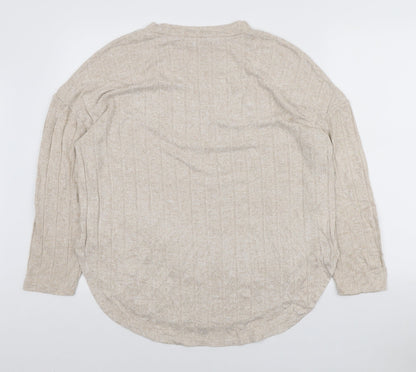 Primark Womens Beige Round Neck Viscose Pullover Jumper Size M