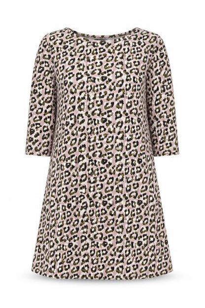 Avon Womens Pink Animal Print Cotton A-Line Size 12 Boat Neck Pullover