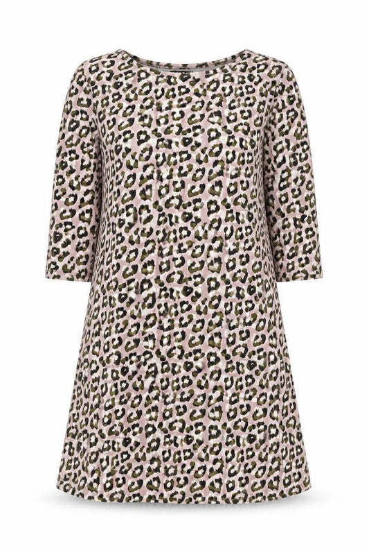 Avon Womens Pink Animal Print Cotton A-Line Size 12 Boat Neck Pullover