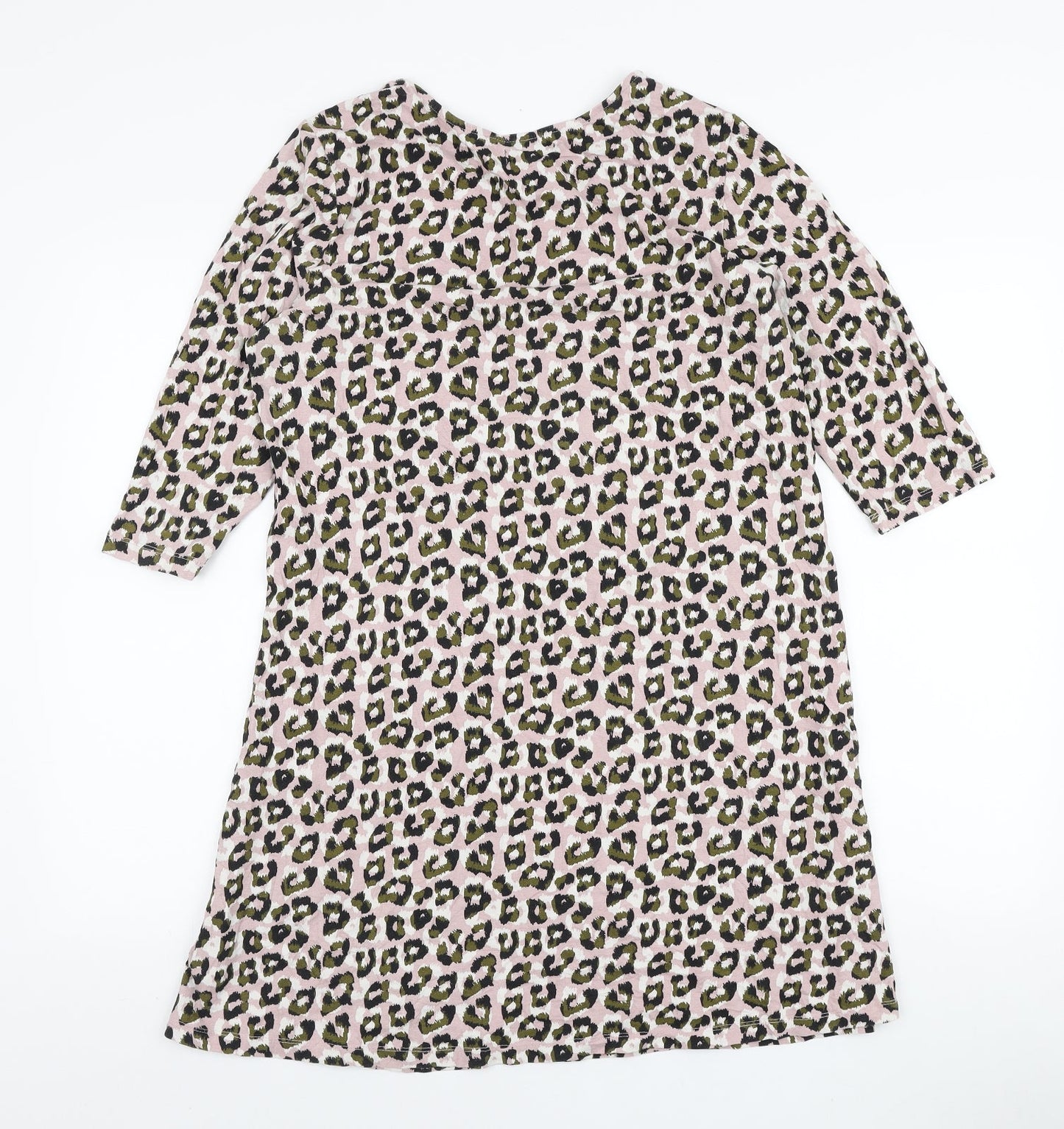 Avon Womens Pink Animal Print Cotton A-Line Size 12 Boat Neck Pullover