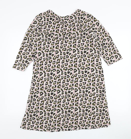 Avon Womens Pink Animal Print Cotton A-Line Size 12 Boat Neck Pullover