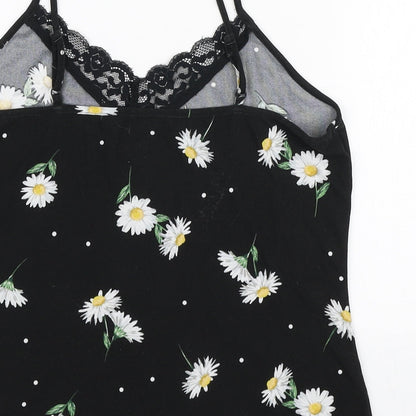 Primark Womens Black Floral Polyester Camisole Tank Size S V-Neck