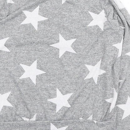 Boohoo Womens Grey Round Neck Geometric Polyester Pullover Jumper Size M