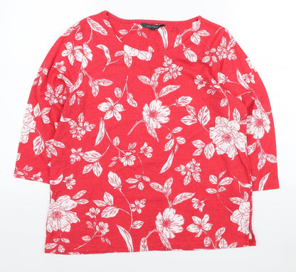Love Tees Womens Red Floral Polyester Pullover Sweatshirt Size 12 Pullover