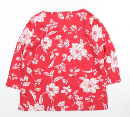 Love Tees Womens Red Floral Polyester Pullover Sweatshirt Size 12 Pullover