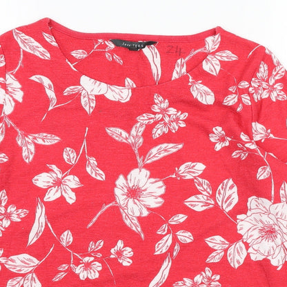 Love Tees Womens Red Floral Polyester Pullover Sweatshirt Size 12 Pullover